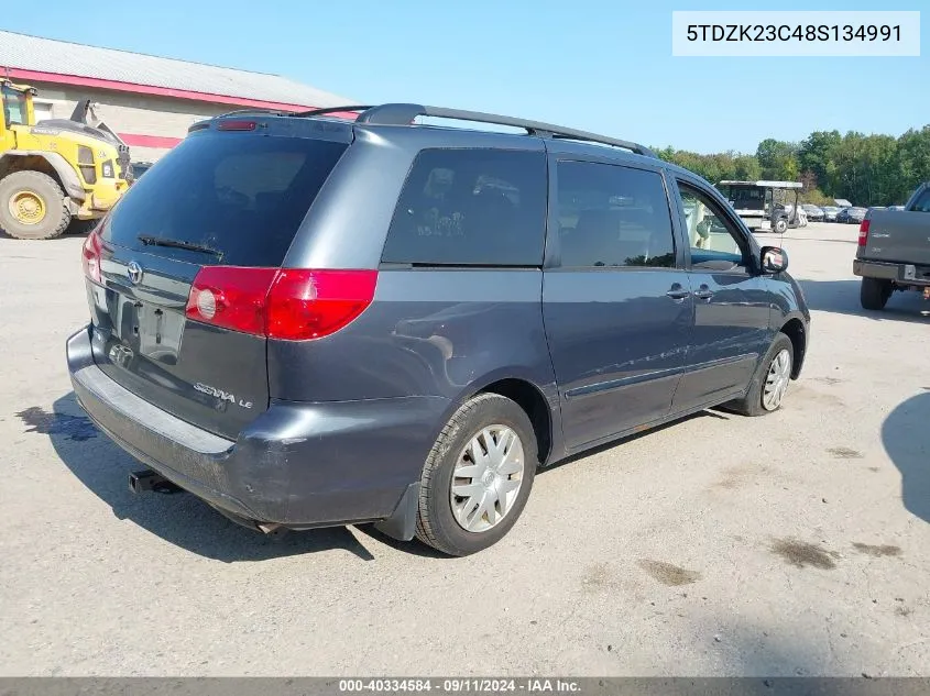 2008 Toyota Sienna Le VIN: 5TDZK23C48S134991 Lot: 40334584