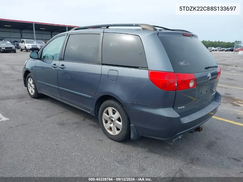 2008 Toyota Sienna Xle VIN: 5TDZK22C88S133697 Lot: 40339764