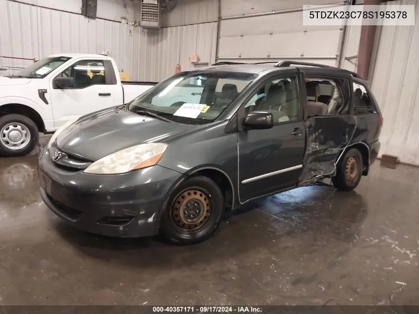 2008 Toyota Sienna Le VIN: 5TDZK23C78S195378 Lot: 40357171