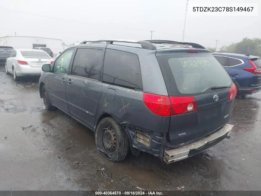 2008 Toyota Sienna Ce/Le VIN: 5TDZK23C78S149467 Lot: 40364570