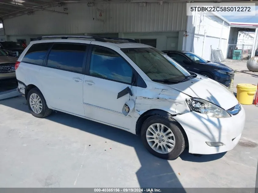 2008 Toyota Sienna Limited VIN: 5TDBK22C58S012272 Lot: 40385156