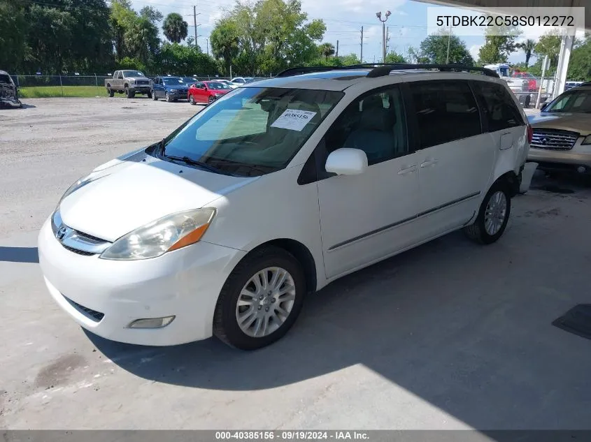 2008 Toyota Sienna Limited VIN: 5TDBK22C58S012272 Lot: 40385156