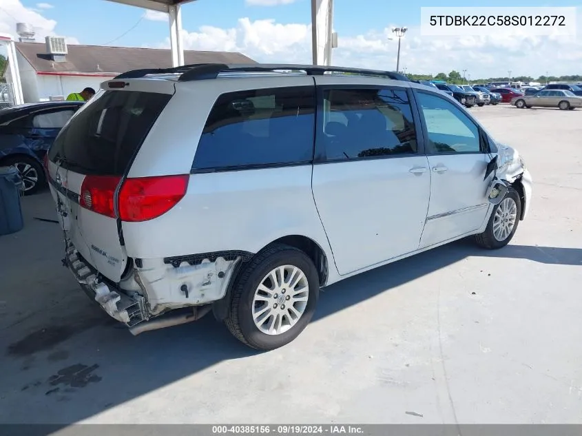 2008 Toyota Sienna Limited VIN: 5TDBK22C58S012272 Lot: 40385156