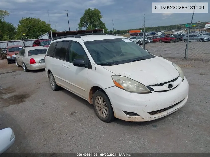 2008 Toyota Sienna Le VIN: 5TDZK23C28S181100 Lot: 40391109