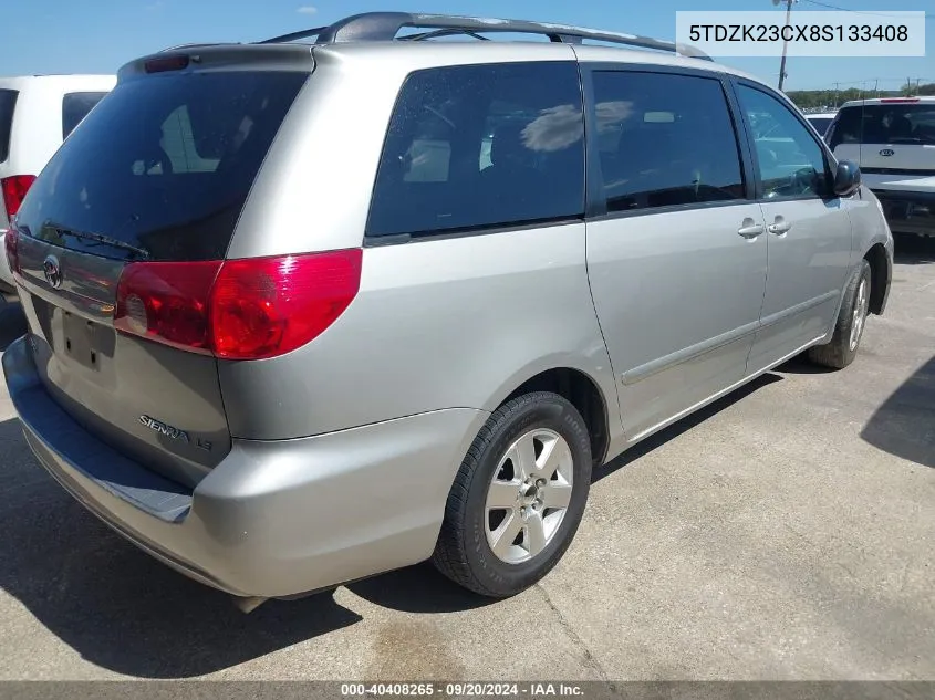 2008 Toyota Sienna Le VIN: 5TDZK23CX8S133408 Lot: 40408265