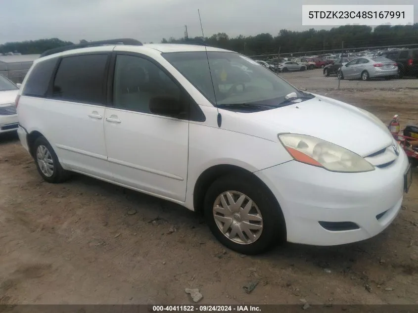 2008 Toyota Sienna Le VIN: 5TDZK23C48S167991 Lot: 40411522