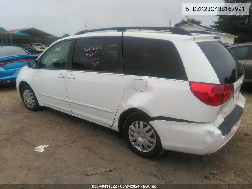 2008 Toyota Sienna Le VIN: 5TDZK23C48S167991 Lot: 40411522