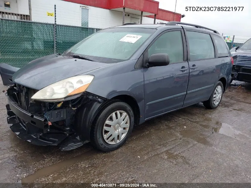 2008 Toyota Sienna Ce VIN: 5TDZK23C78S221977 Lot: 40413871