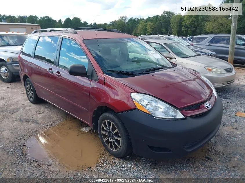 2008 Toyota Sienna Le VIN: 5TDZK23C58S165442 Lot: 40422612