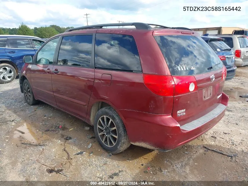 2008 Toyota Sienna Le VIN: 5TDZK23C58S165442 Lot: 40422612