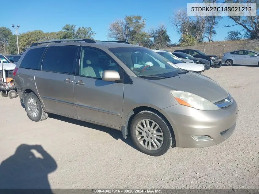 2008 Toyota Sienna Limited VIN: 5TDBK22C18S021213 Lot: 40427916