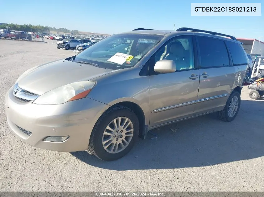 2008 Toyota Sienna Limited VIN: 5TDBK22C18S021213 Lot: 40427916