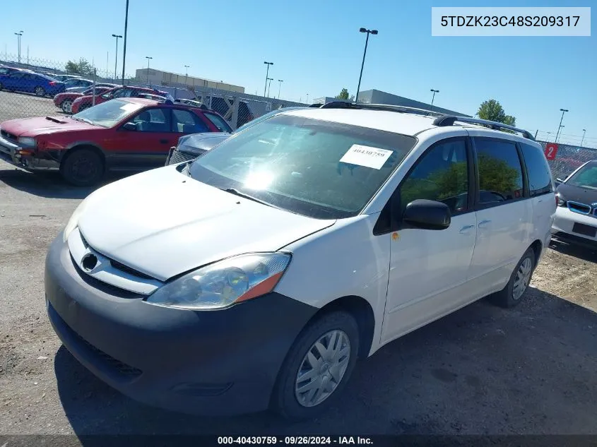 2008 Toyota Sienna Le VIN: 5TDZK23C48S209317 Lot: 40430759