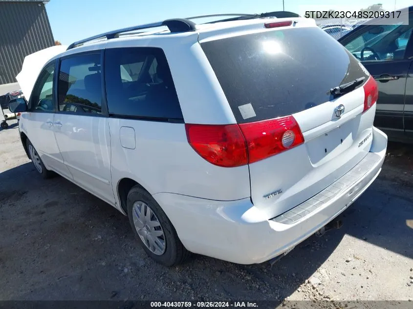 5TDZK23C48S209317 2008 Toyota Sienna Le