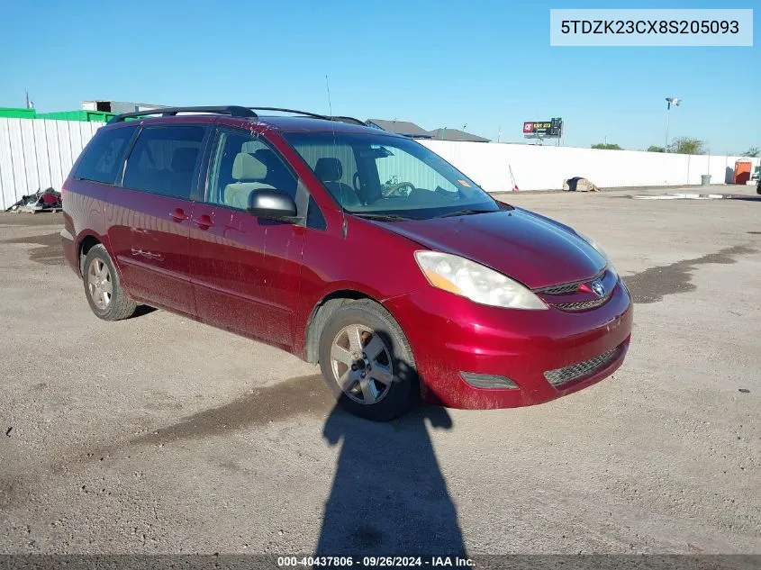 2008 Toyota Sienna Le VIN: 5TDZK23CX8S205093 Lot: 40437806