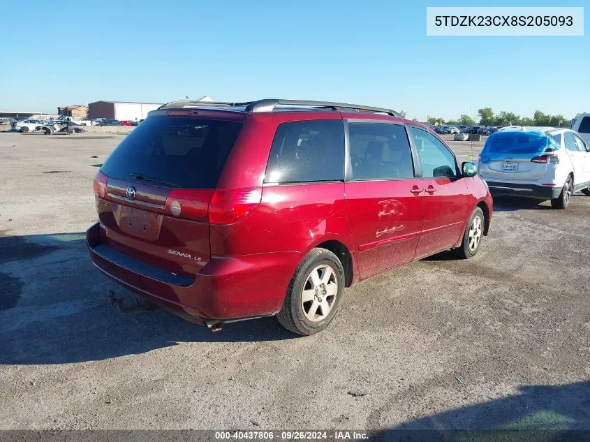 2008 Toyota Sienna Le VIN: 5TDZK23CX8S205093 Lot: 40437806