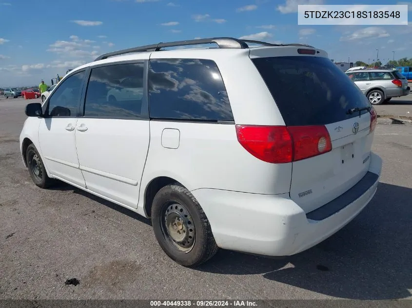 2008 Toyota Sienna Le VIN: 5TDZK23C18S183548 Lot: 40449338