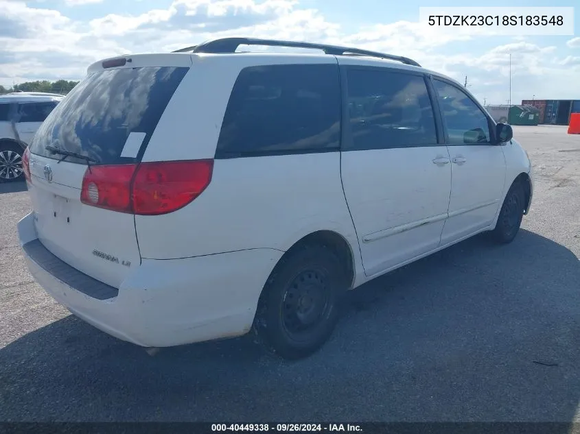 2008 Toyota Sienna Le VIN: 5TDZK23C18S183548 Lot: 40449338