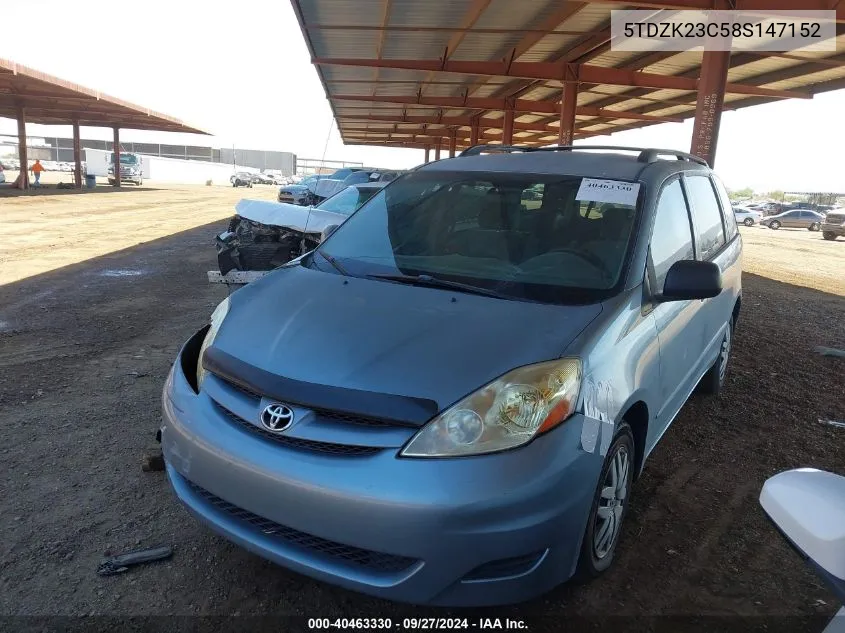 2008 Toyota Sienna Le VIN: 5TDZK23C58S147152 Lot: 40463330