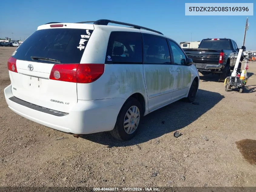 2008 Toyota Sienna Le VIN: 5TDZK23C08S169396 Lot: 40468071