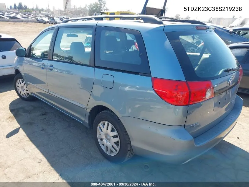 2008 Toyota Sienna Ce VIN: 5TDZK23C38S219238 Lot: 40472861