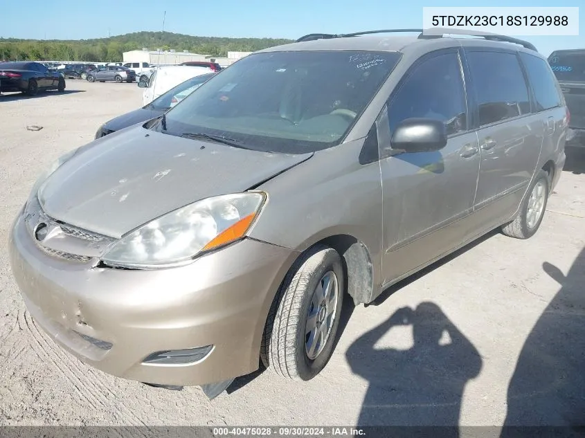 2008 Toyota Sienna Le VIN: 5TDZK23C18S129988 Lot: 40475028