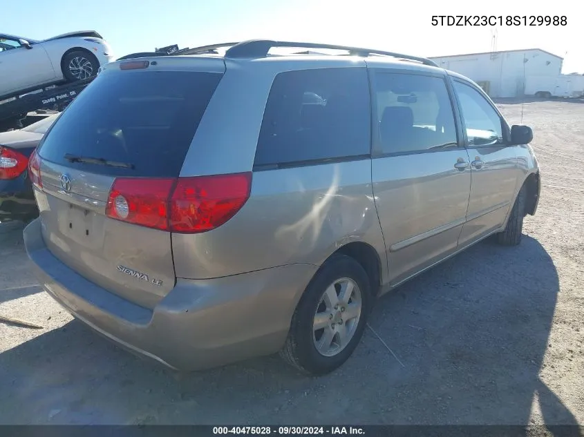 5TDZK23C18S129988 2008 Toyota Sienna Le