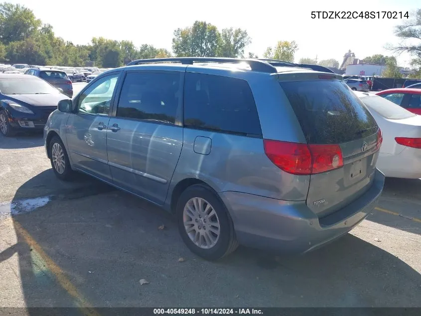 2008 Toyota Sienna Xle VIN: 5TDZK22C48S170214 Lot: 40549248