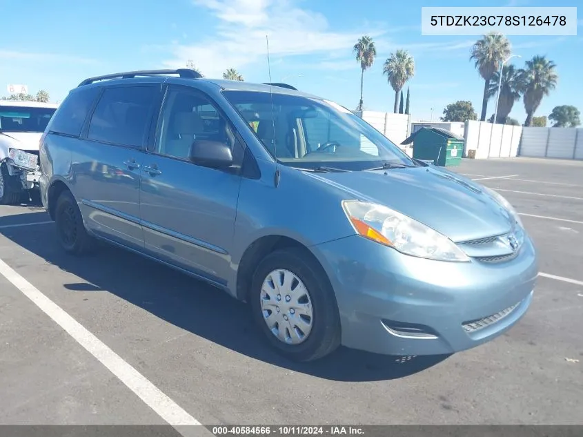 2008 Toyota Sienna Ce VIN: 5TDZK23C78S126478 Lot: 40584566