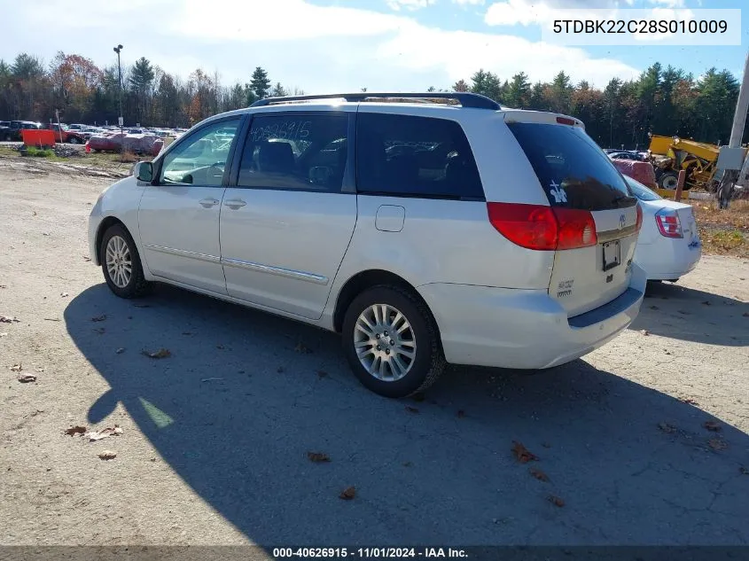 2008 Toyota Sienna Limited VIN: 5TDBK22C28S010009 Lot: 40626915