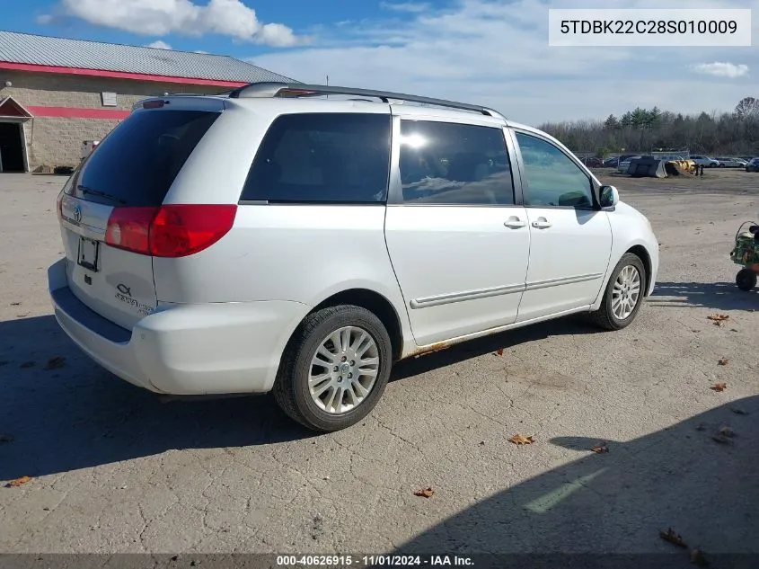 2008 Toyota Sienna Limited VIN: 5TDBK22C28S010009 Lot: 40626915