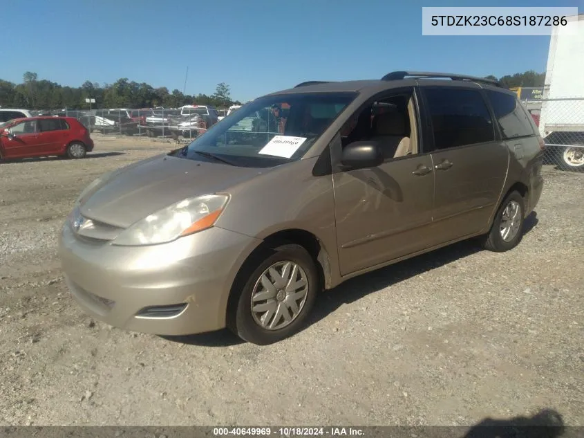 2008 Toyota Sienna Le VIN: 5TDZK23C68S187286 Lot: 40649969