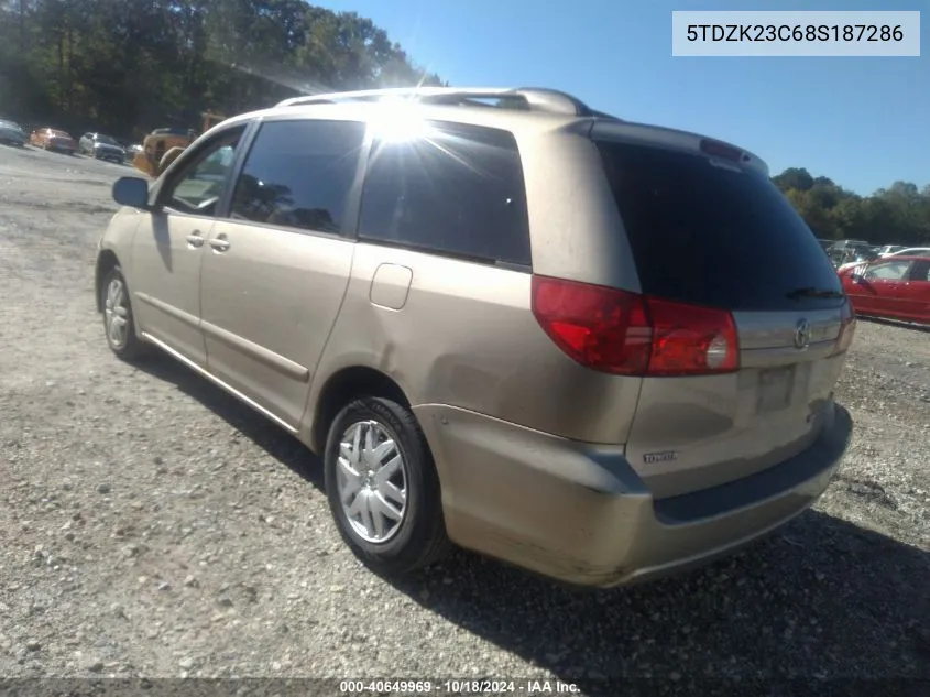 2008 Toyota Sienna Le VIN: 5TDZK23C68S187286 Lot: 40649969