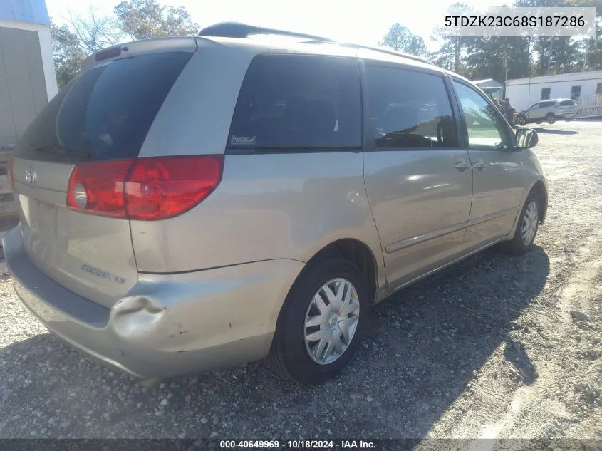 2008 Toyota Sienna Le VIN: 5TDZK23C68S187286 Lot: 40649969