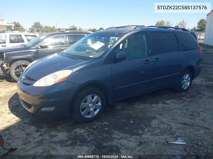 2008 Toyota Sienna Xle VIN: 5TDZK22C58S137576 Lot: 40669778