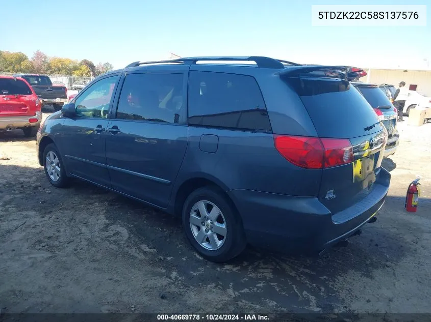 2008 Toyota Sienna Xle VIN: 5TDZK22C58S137576 Lot: 40669778