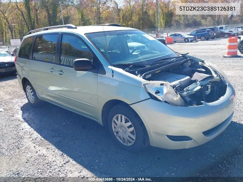 2008 Toyota Sienna Ce VIN: 5TDZK23C38S126381 Lot: 40683698