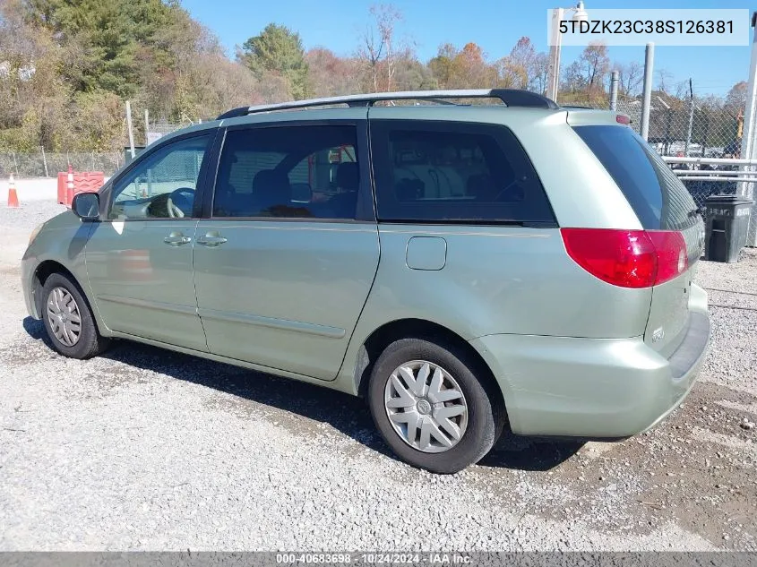 5TDZK23C38S126381 2008 Toyota Sienna Ce