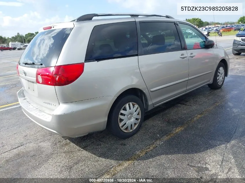 2008 Toyota Sienna Le VIN: 5TDZK23C98S205828 Lot: 40720938