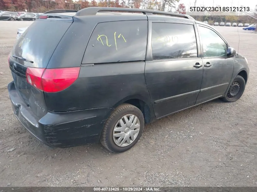 2008 Toyota Sienna Le VIN: 5TDZK23C18S121213 Lot: 40733425