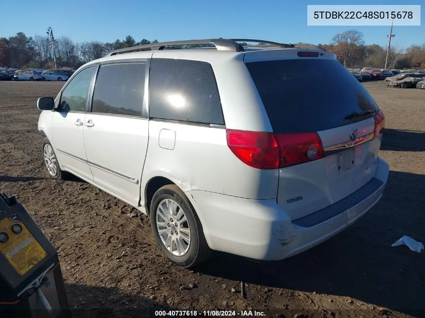 2008 Toyota Sienna Limited VIN: 5TDBK22C48S015678 Lot: 40737618