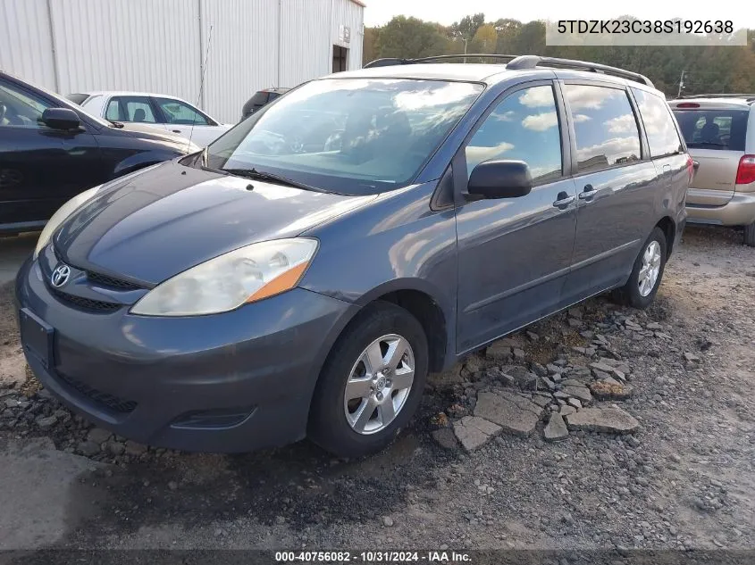 2008 Toyota Sienna Le VIN: 5TDZK23C38S192638 Lot: 40756082