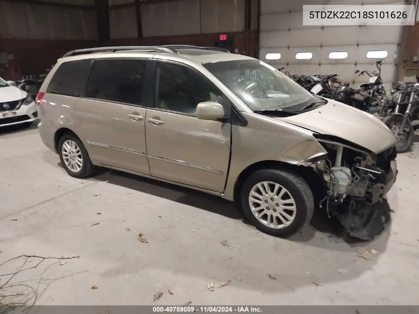 2008 Toyota Sienna Limited VIN: 5TDZK22C18S101626 Lot: 40759059