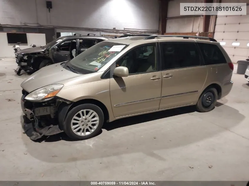 2008 Toyota Sienna Limited VIN: 5TDZK22C18S101626 Lot: 40759059