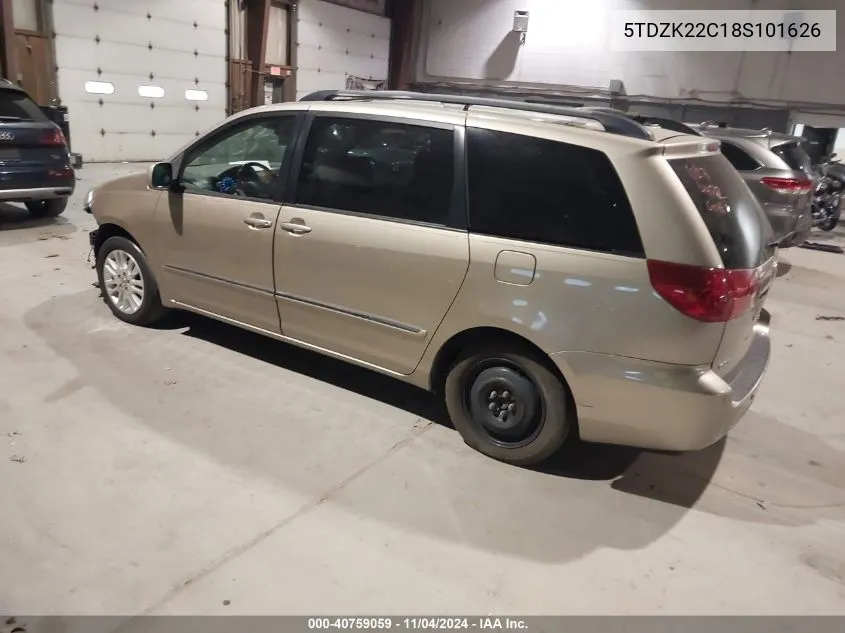 2008 Toyota Sienna Limited VIN: 5TDZK22C18S101626 Lot: 40759059