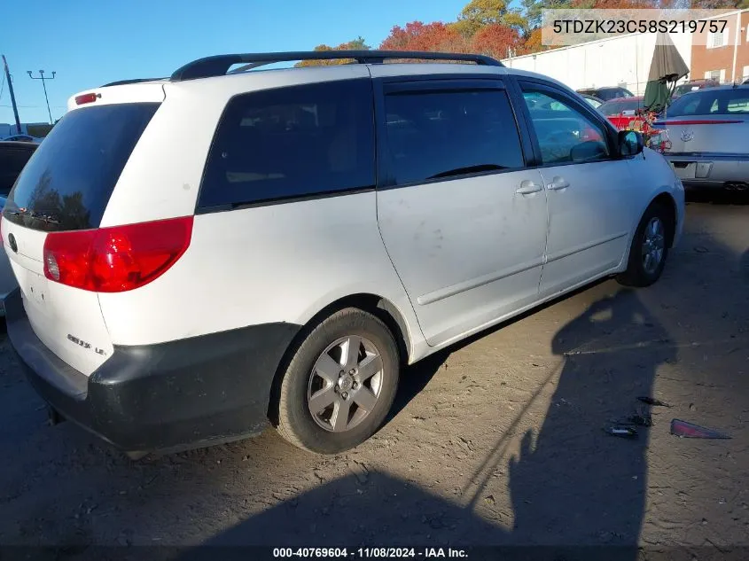 2008 Toyota Sienna Le VIN: 5TDZK23C58S219757 Lot: 40769604