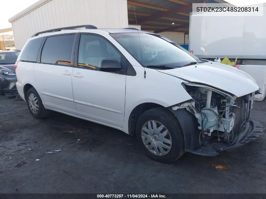 2008 Toyota Sienna Le VIN: 5TDZK23C48S208314 Lot: 40773257