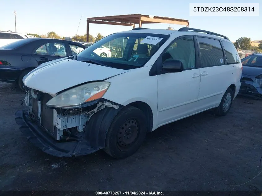 2008 Toyota Sienna Le VIN: 5TDZK23C48S208314 Lot: 40773257