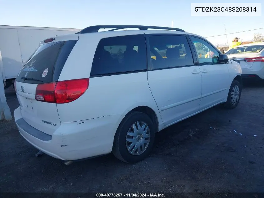 2008 Toyota Sienna Le VIN: 5TDZK23C48S208314 Lot: 40773257