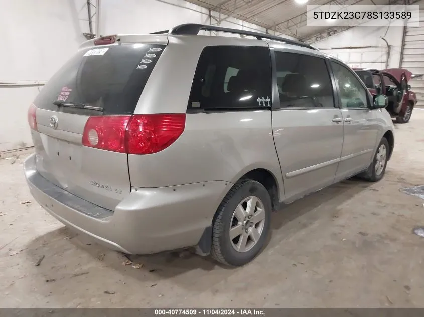 2008 Toyota Sienna Le VIN: 5TDZK23C78S133589 Lot: 40774509